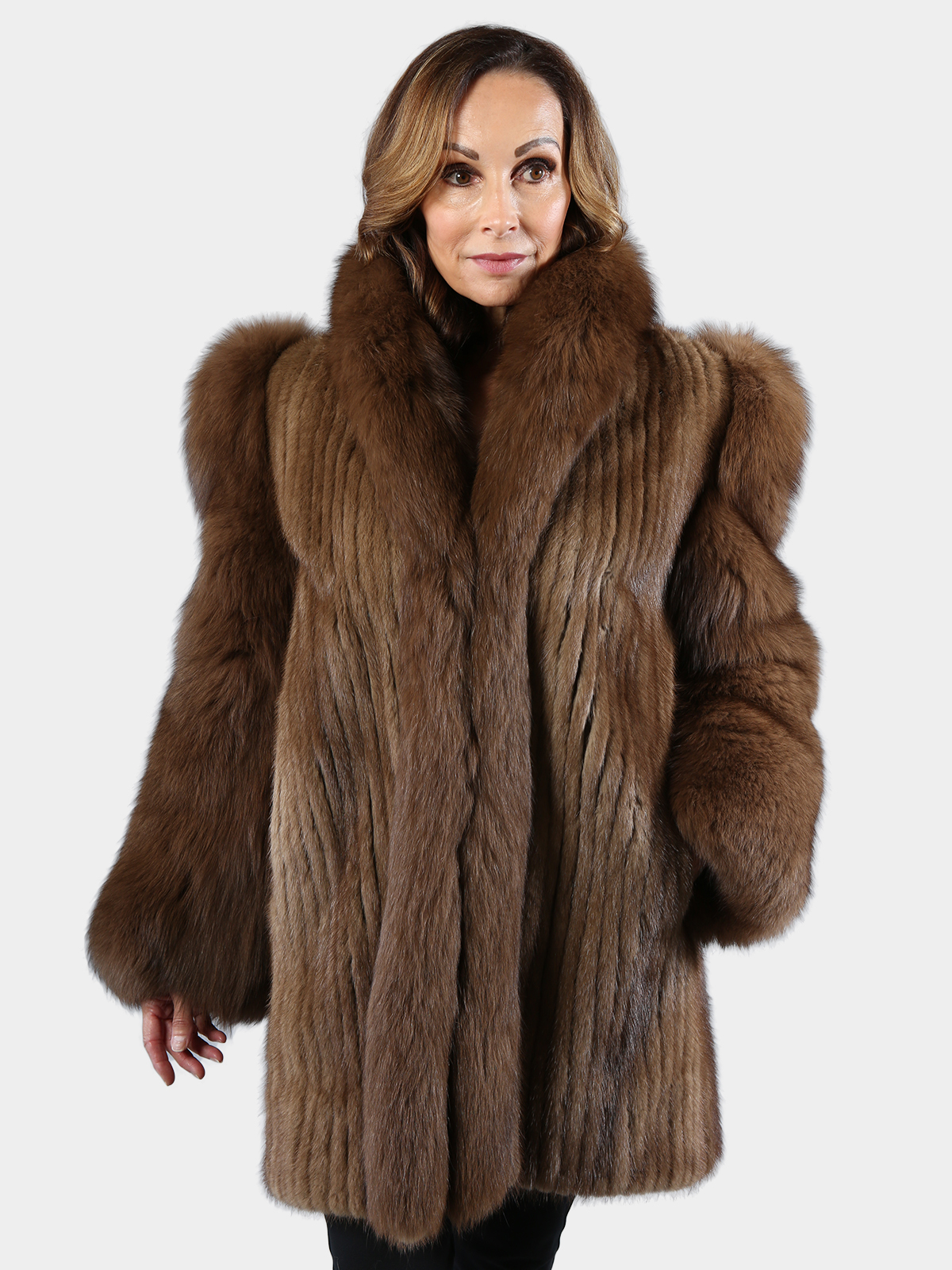 Lunaraine Cord Cut Mink Fur Jacket w/ Fox Sleeves - Estate Furs