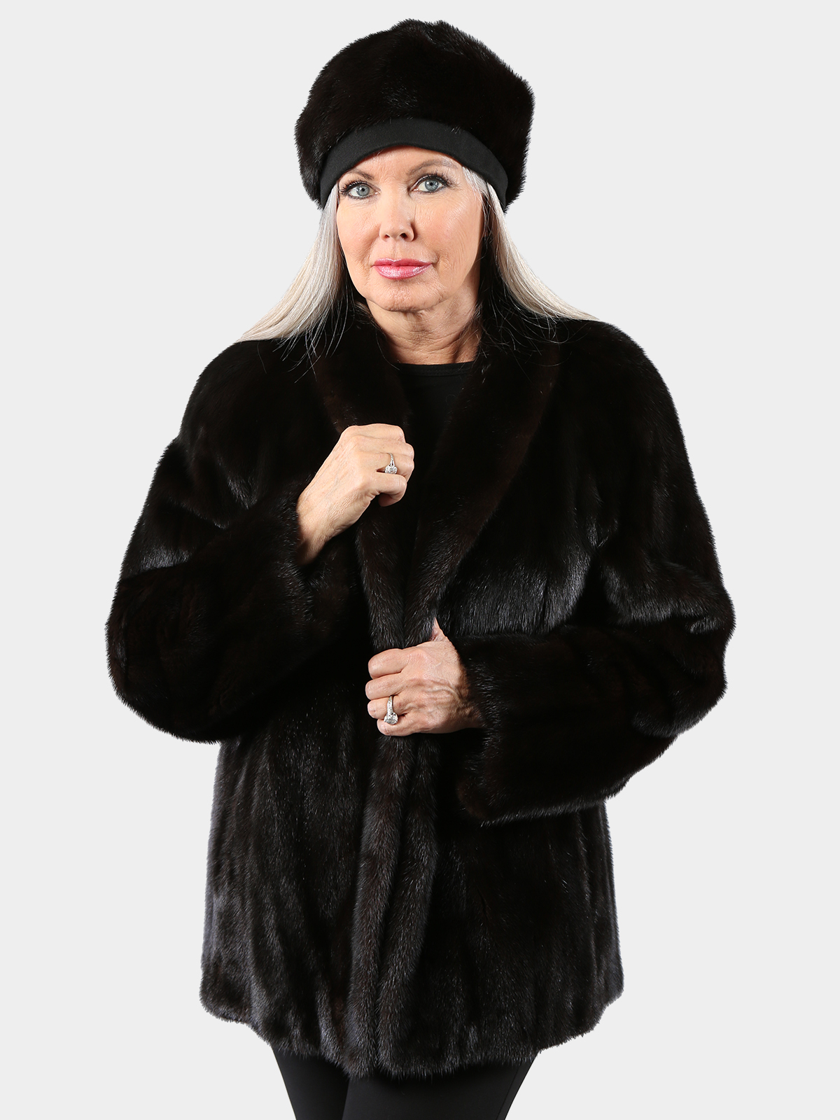 Woman's Ranch Mink Fur Jacket with Hat