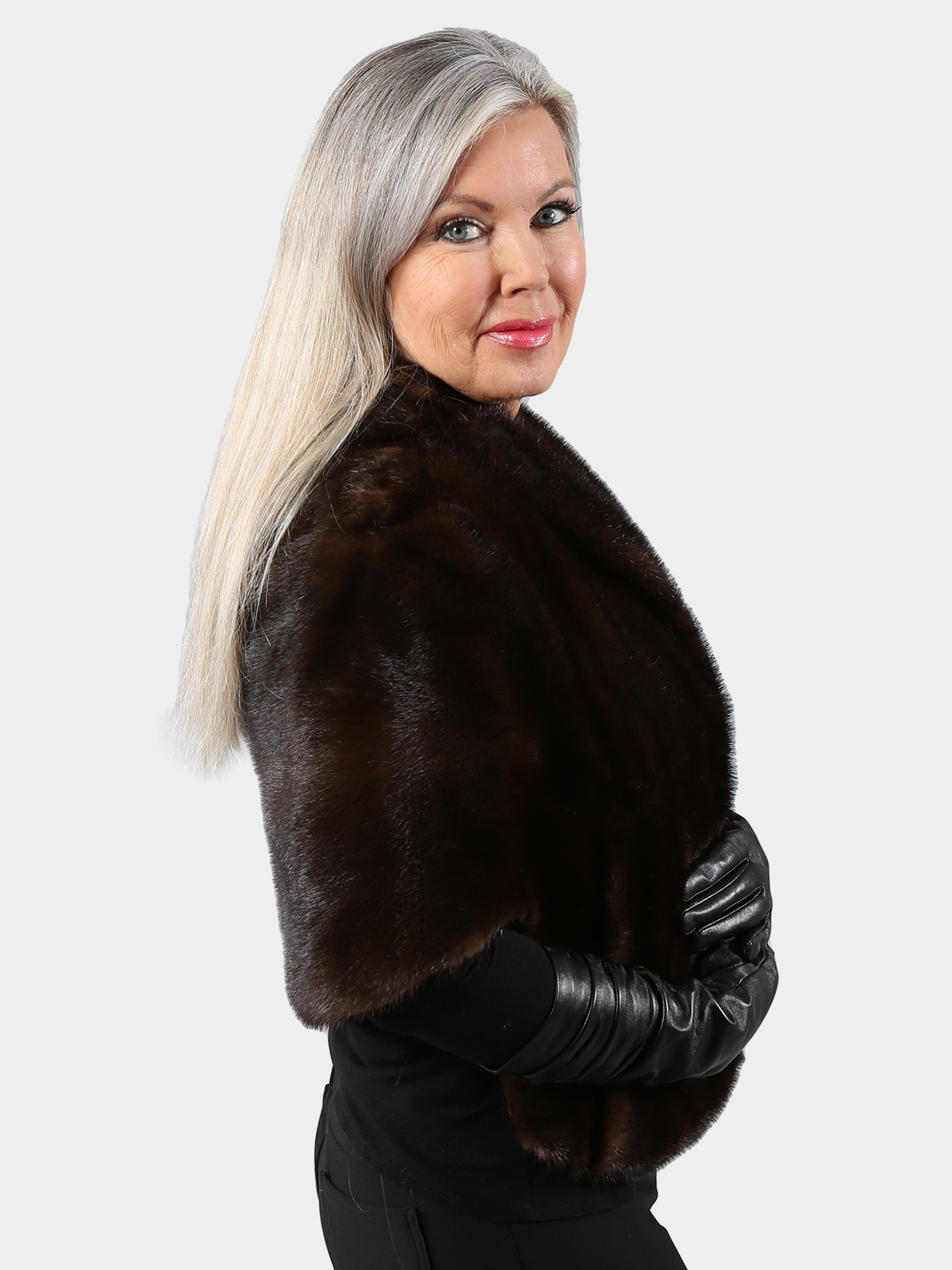 Womens Deepest Mahogany Female Mink Fur Stole Estate Furs 7270