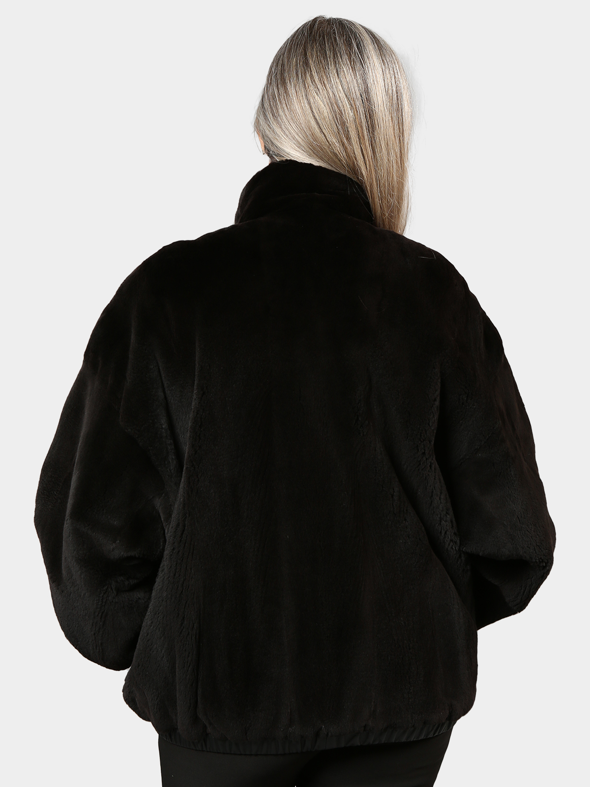 Women's Black Sheared Mink Fur Jacket (Reversible) - Estate Furs