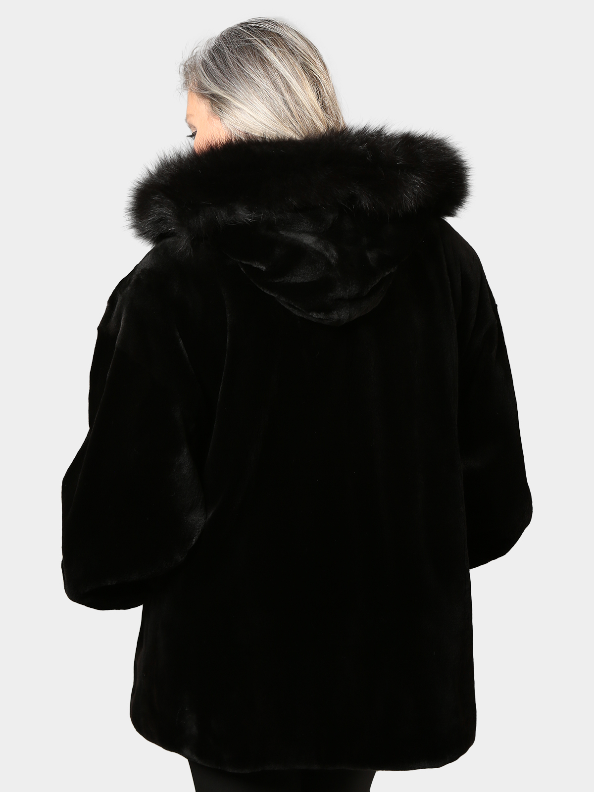 Plus Size Black Sheared Mink Fur Jacket - Estate Furs