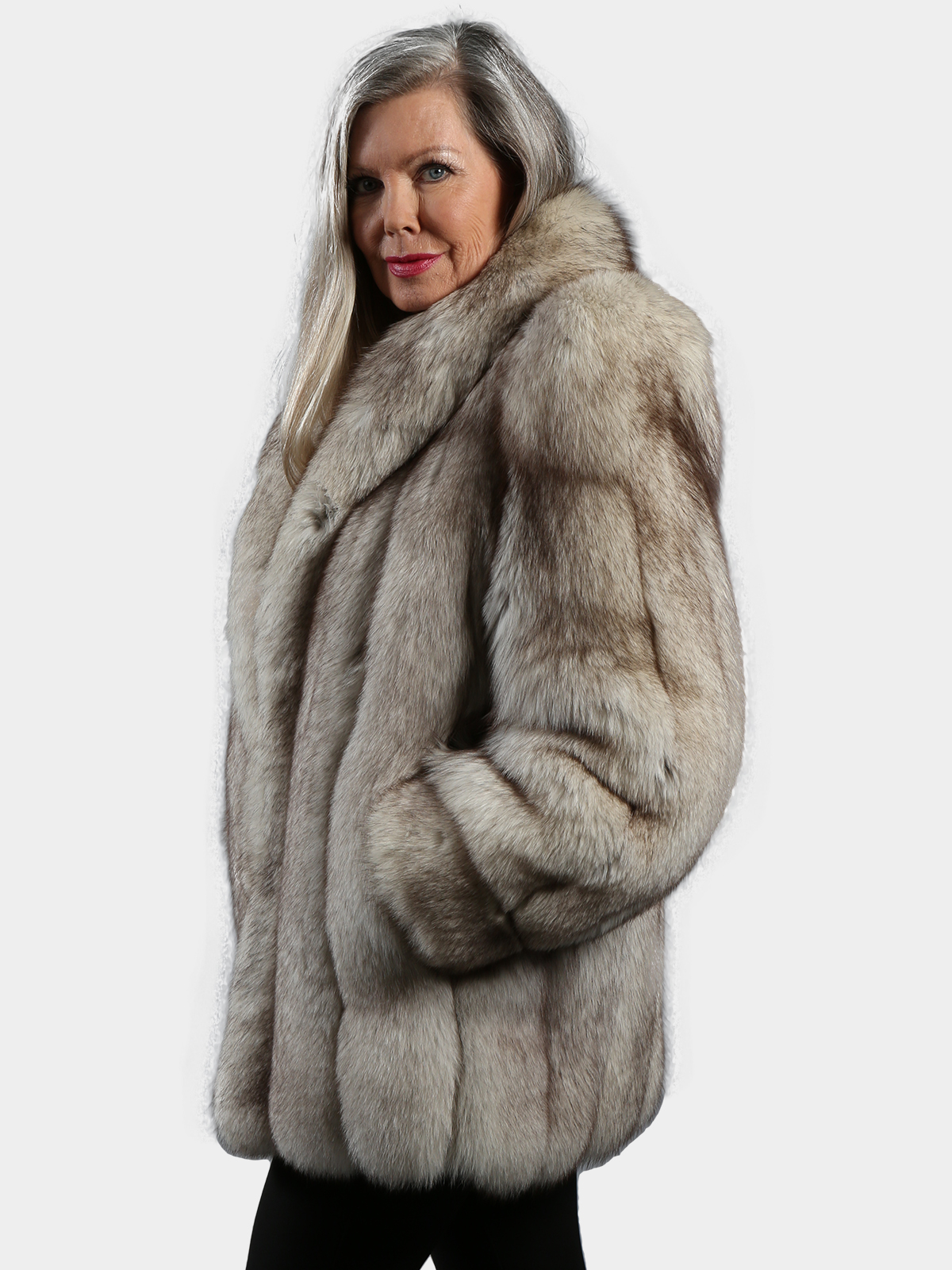 Woman's Christian Dior Natural Blue Fox Fur Jacket - Estate Furs