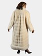 Woman's Christian Dior Off-white Mink Fur Coat with Fox Trim