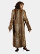 Woman's Dennis Basso Natural Lippi Cat Fur Coat with Sable Collar and Cuffs