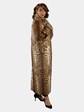 Woman's Dennis Basso Natural Lippi Cat Fur Coat with Sable Collar and Cuffs