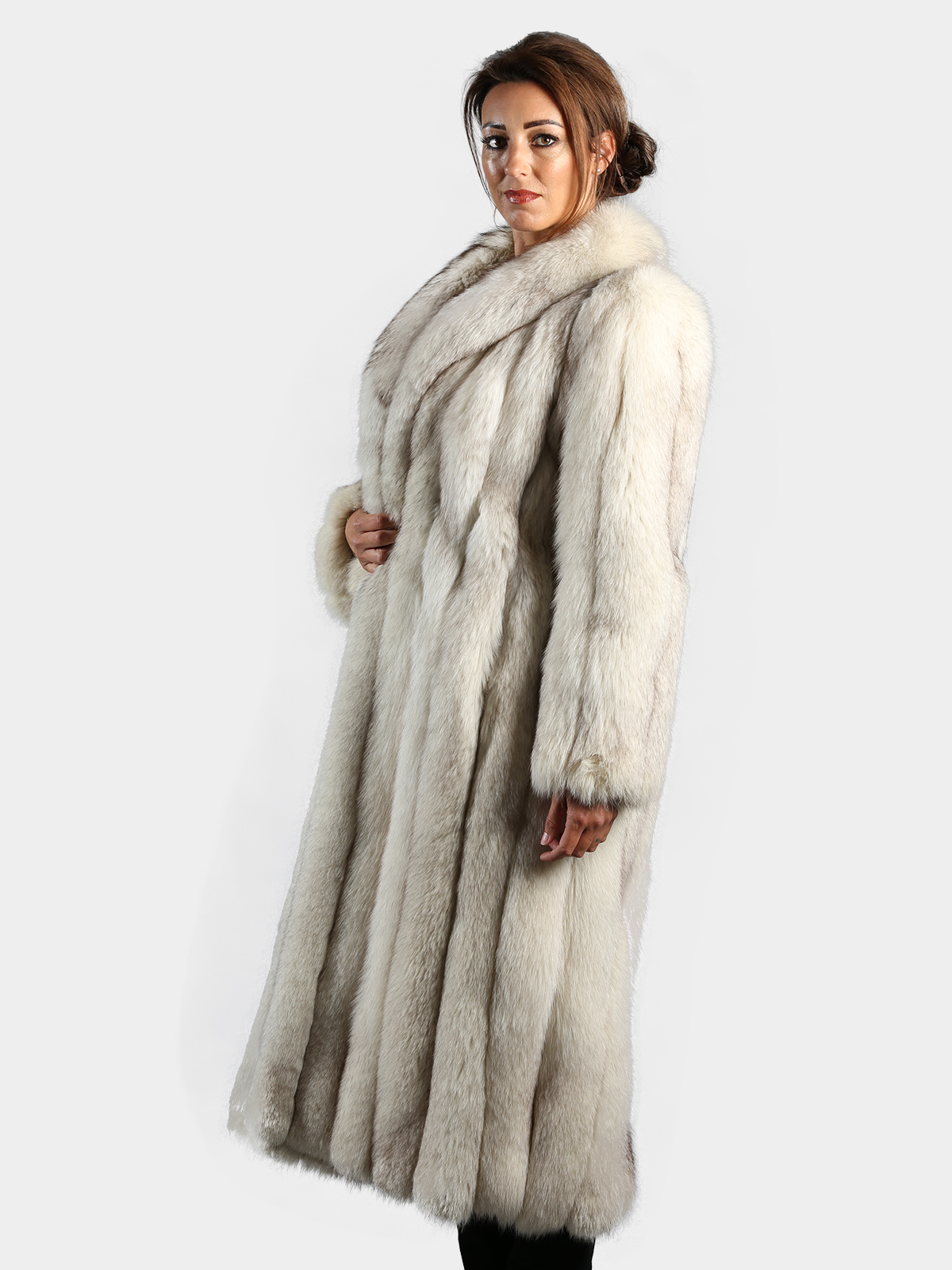 Womans Natural Blue Fox Fur Coat Estate Furs