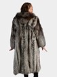 Woman's Natural Silver Fox Fur Coat with Hood