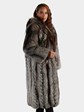 Woman's Natural Silver Fox Fur Coat with Hood