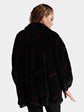 Woman's Plus Size Black Sheared Beaver Fur Jacket Reversing to Black Leather