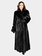 Woman's Natural Ranch Female Mink Fur Coat with Directional Design at Hem