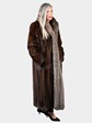 Woman's Natural Mahogany Mink Fur Coat with Crystal Fox Tuxedo