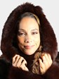 Woman's Natural Sculptured Mahogany Mink Fur 7/8 Coat with Detachable Hood