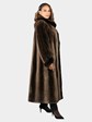 Woman's Natural Phantom Sheared Beaver Fur Coat with Ranch Mink Trim