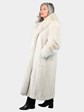 Woman's Blush Mink Fur Coat with Fox Tuxedo Front and Sleeves