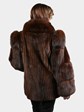 Woman's Mahogany Cord Cut Mink Fur Jacket with Matching Fox Tuxedo Front and Sleeves
