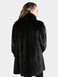 Woman's Black Sheared Mink Fur Stroller with Fox Tuxedo Front (Reversible)