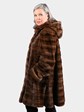 Woman's Natural Demi Buff Female Mink Stroller with Double Fur Hood