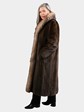 Woman's Natural Mahogany Mink Fur Coat with Crystal Fox