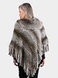 Woman's Grey Dyed Sheared and Knit Rex Rabbit Poncho