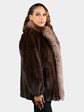 Woman's Natural Mahogany Mink Fur Jacket with Crystal Fox Tuxedo Front