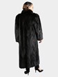 Woman's Dyed Black Mink Tail Fur Coat with Fox Tuxedo