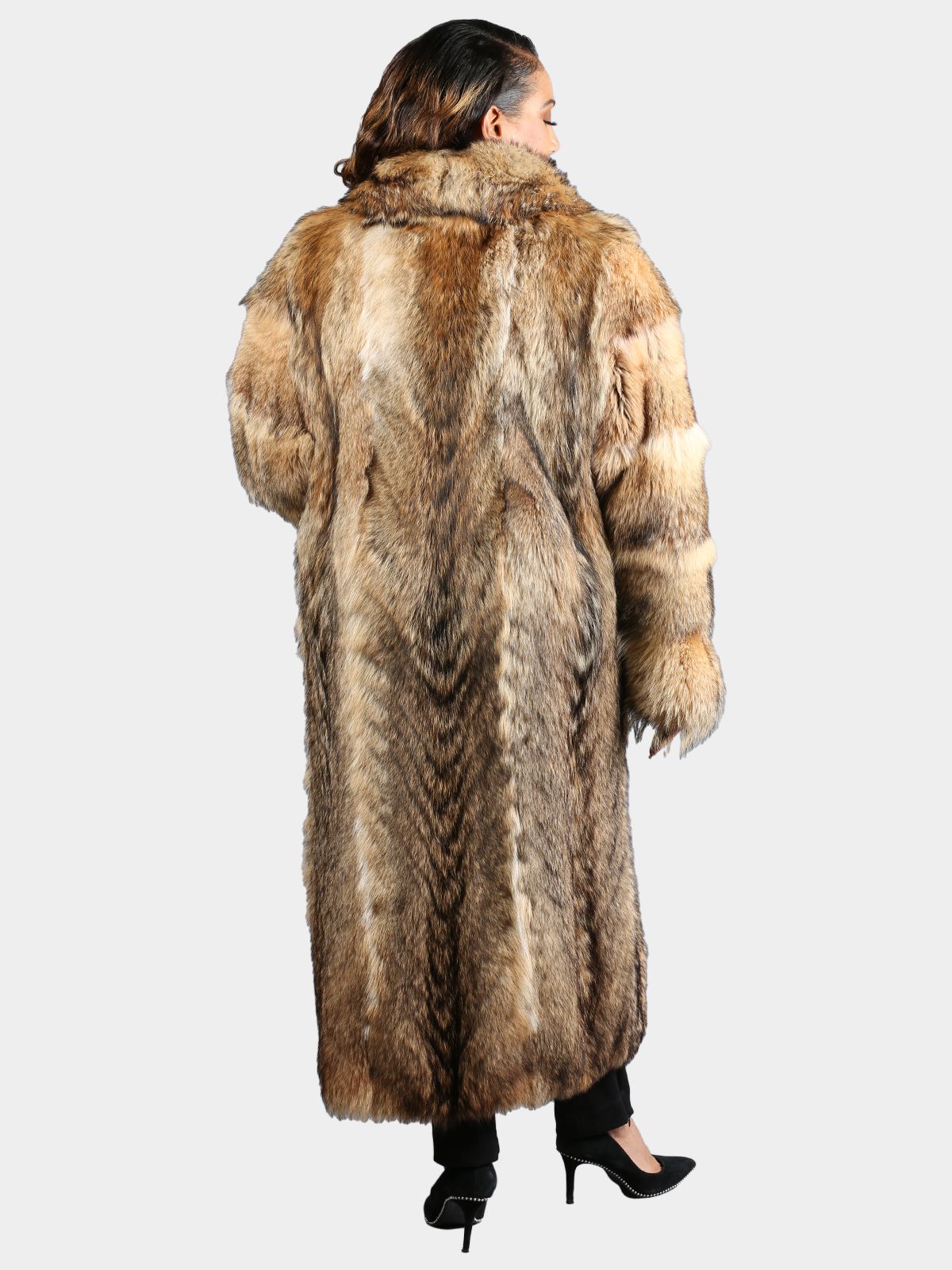 Woman's Natural Tanuki Fur Coat