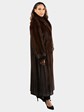 Woman's Extra Long Natural Mahogany Female Mink Fur Coat