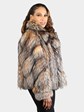 Woman's Silver Fox Fur Jacket Dyed Crystal Fox Color