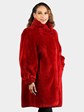 Woman's Dyed Red Sheared Beaver Fur Stroller