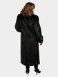 Woman's Natural Ranch Mink Fur Coat with Indigo Fox Tuxedo Front