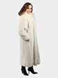 Woman's Natural Blush Mink Fur Coat with Matching Fox Tuxedo Front