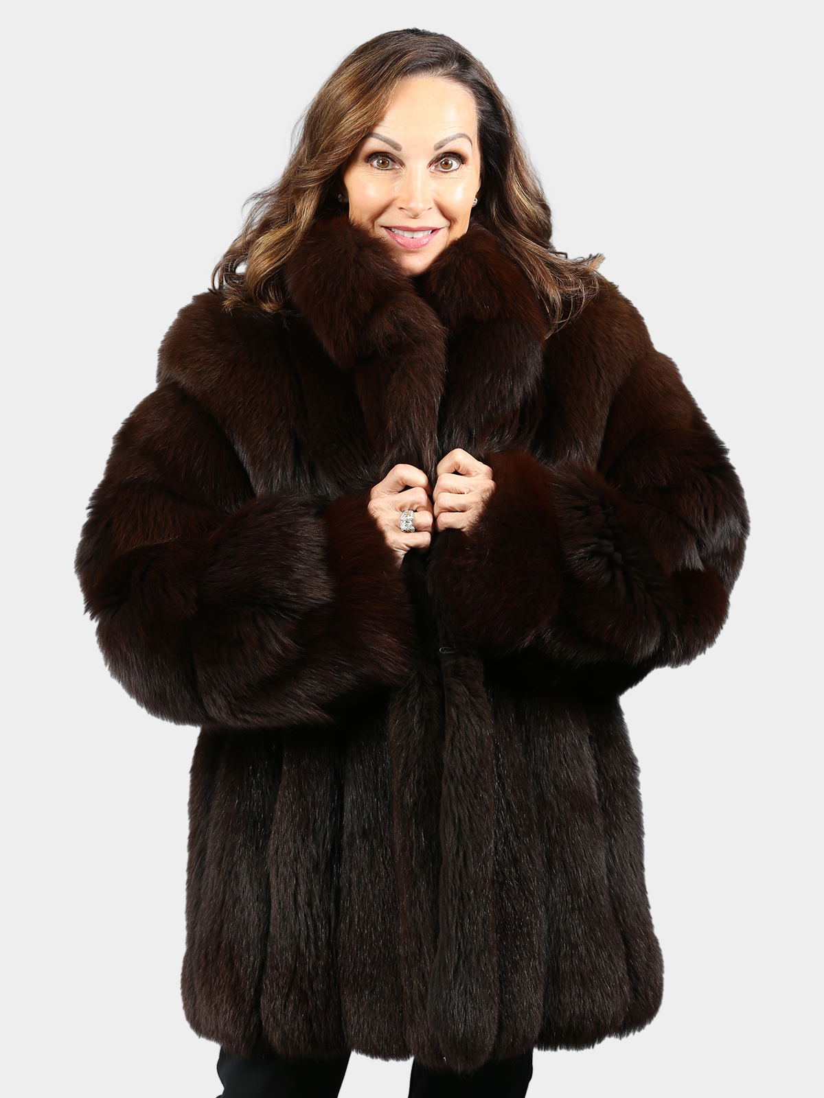 Woman's Dyed Dark Brown Fox Fur Jacket