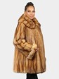 Woman's Natural Golden Sable Fur Swing Stroller by Bob Mackie