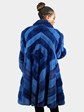 Woman's Dyed Royal Blue Two Tone Mink Fur 7/8 Coat