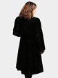 Woman's Dyed Black Sheared Mink Fur Coat Reversible to Rain Taffeta