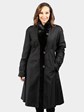 Woman's Dyed Black Sheared Mink Fur Coat Reversible to Rain Taffeta