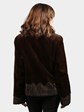 Woman's Brown Dyed Sheared Mink Fur Jacket with Persian Lamb Trim