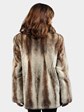 Woman's Platinum  Semi Sheared Female Mink Fur Jacket with Sable Collar (Reversible)