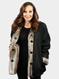 Woman's Platinum  Semi Sheared Female Mink Fur Jacket with Sable Collar (Reversible)