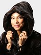 Woman's Natural Deepest Mahogany Female Mink Fur 3/4 Coat with Hood