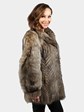 Woman's Natural Feathered Racoon Fur Jacket