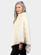 Woman's Natural Off White Female Mink Fur Poncho