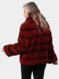 Woman's Dyed Burgundy Sheared Mink Fur Jacket