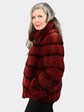 Woman's Dyed Burgundy Sheared Mink Fur Jacket