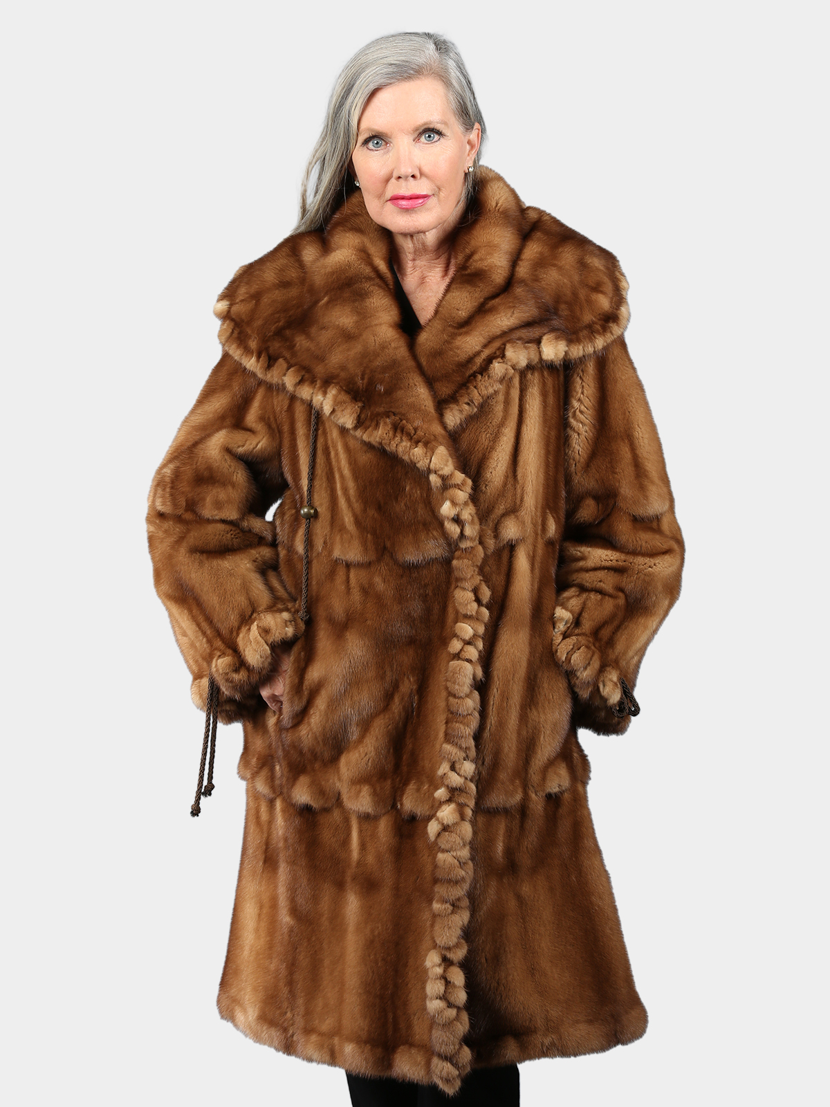 Woman's Natural Demi Buff Female Mink 7/8 Coat