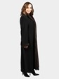 Woman's Black Loro Piana Cashmere Coat with Mink Fur Trim