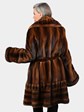 Woman's Dyed Cognac Female Mink 7/8 Coat with Detachable Fur Belt