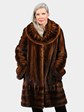 Woman's Dyed Cognac Female Mink 7/8 Coat with Detachable Fur Belt