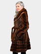 Woman's Dyed Cognac Female Mink 7/8 Coat with Detachable Fur Belt