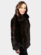 Women's Dark Mahogany Mink Fur Zipper Jacket